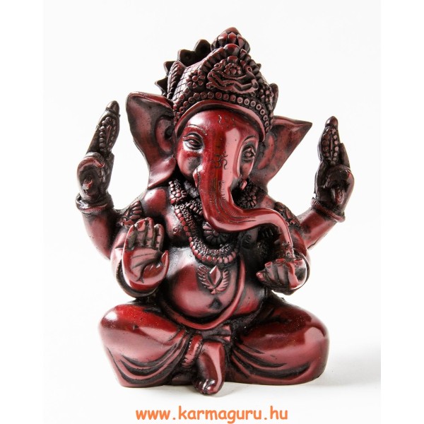 Ganesha, vörös színű rezin szobor - 18 cm