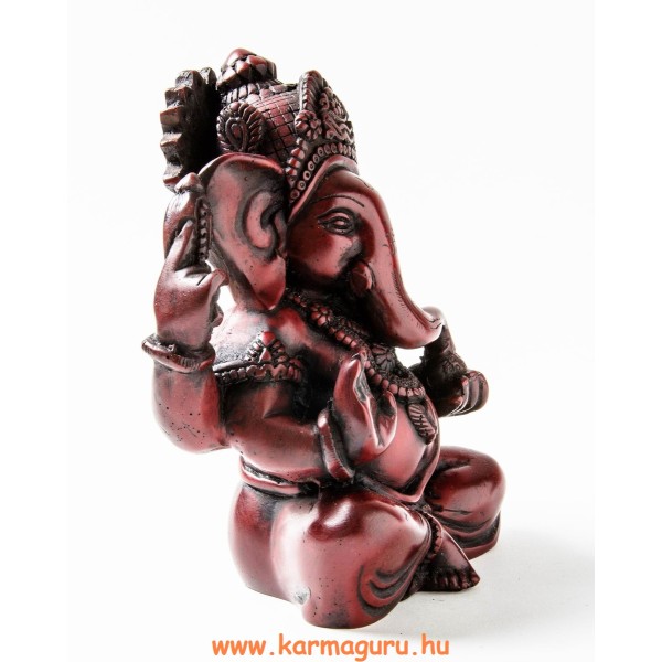 Ganesha, vörös színű rezin szobor - 18 cm