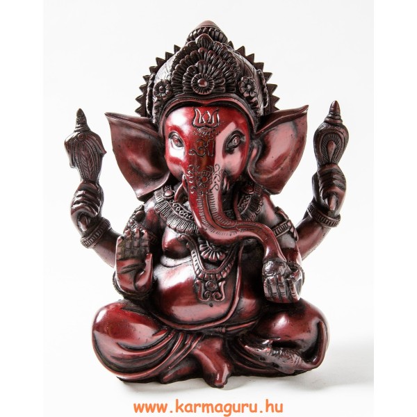 Ganesha, vörös színű rezin szobor - 25 cm
