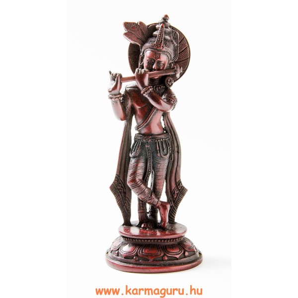 Krishna, vörös színű, rezin szobor - 22 cm