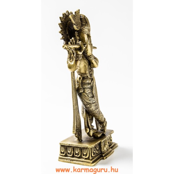 Krishna réz szobor, matt sárga - 25 cm