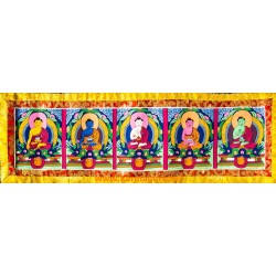 5 Dhyani Buddha kézzel festett thanka, falifüggő
