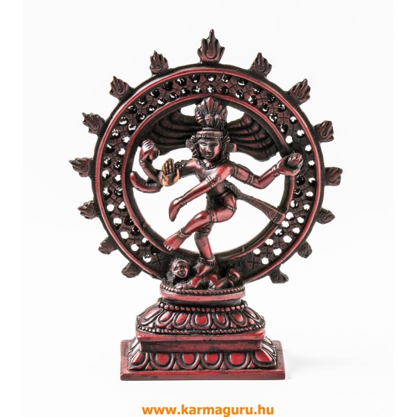Táncoló Shiva, vörös színű, rezin szobor - 23 cm
