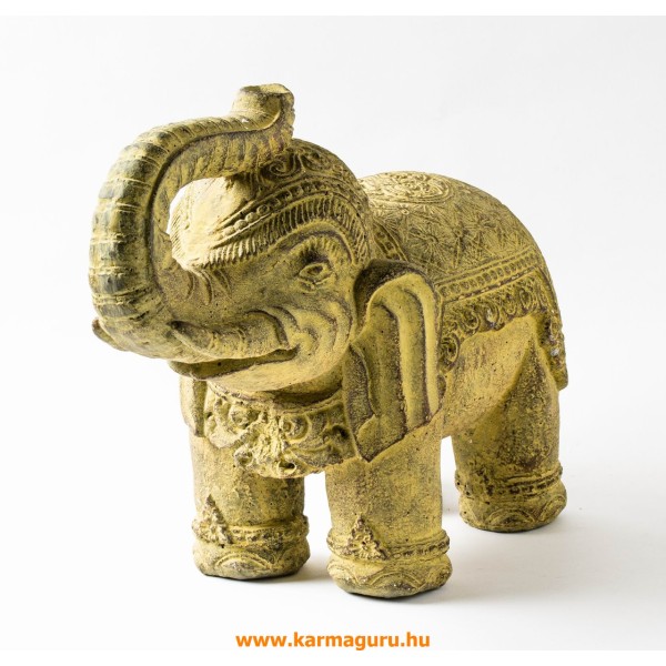 Elefánt láva kő szobor - 27 cm magas, 36 cm széles