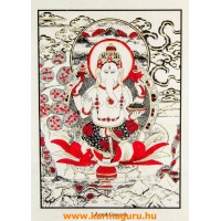 Ganesha mártott papír (LOKTA) falikép- piros díszítéssel