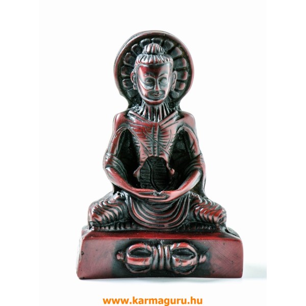 Böjtölő Buddha rezin szobor, vörös színű - 10 cm
