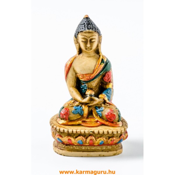 Amitabha Buddha kézzel festett rezin szobor - 9 cm