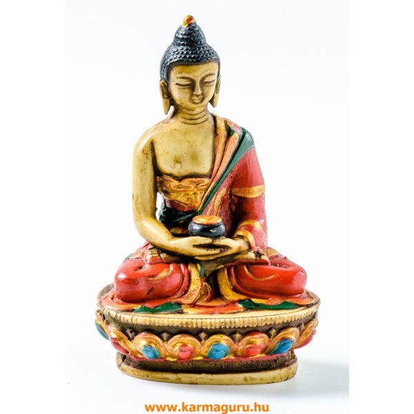 Amitabha Buddha kézzel festett rezin szobor - 11 cm