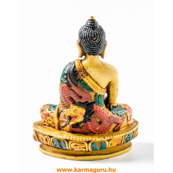 Amitabha Buddha kézzel festett rezin szobor - 14 cm