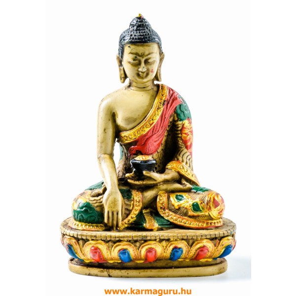 Shakyamuni Buddha kézzel festett rezin szobor - 14 cm