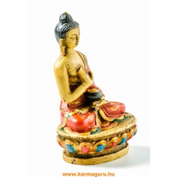 Áldó Buddha kézzel festett rezin szobor - 12 cm