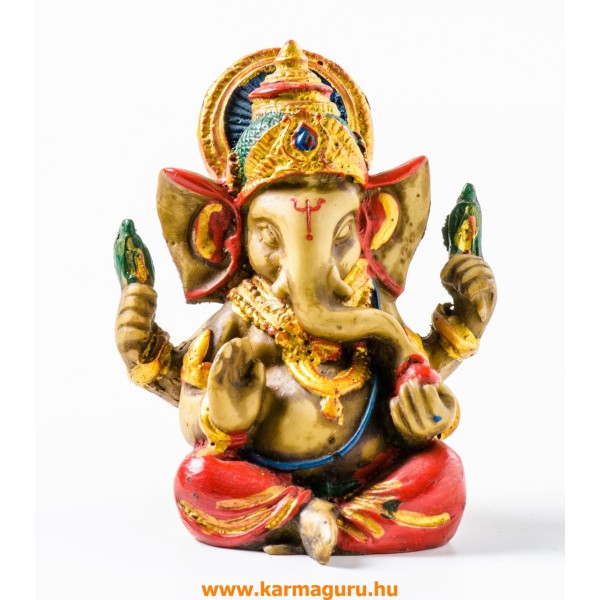 Ganesha kézzel festett rezin szobor - 10 cm