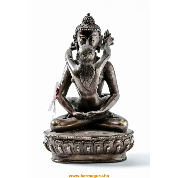 Buddha és Shakti (Samantabhadra) réz szobor, barna - 20 cm 