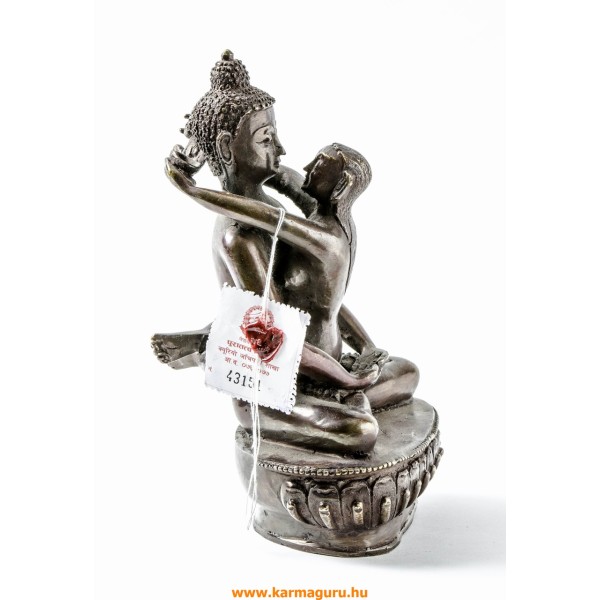 Buddha és Shakti (Samantabhadra) réz szobor, barna - 20 cm 