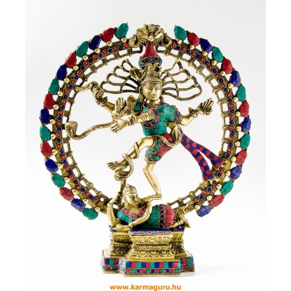 Táncoló Shiva réz szobor, kőberakásos - 42 cm