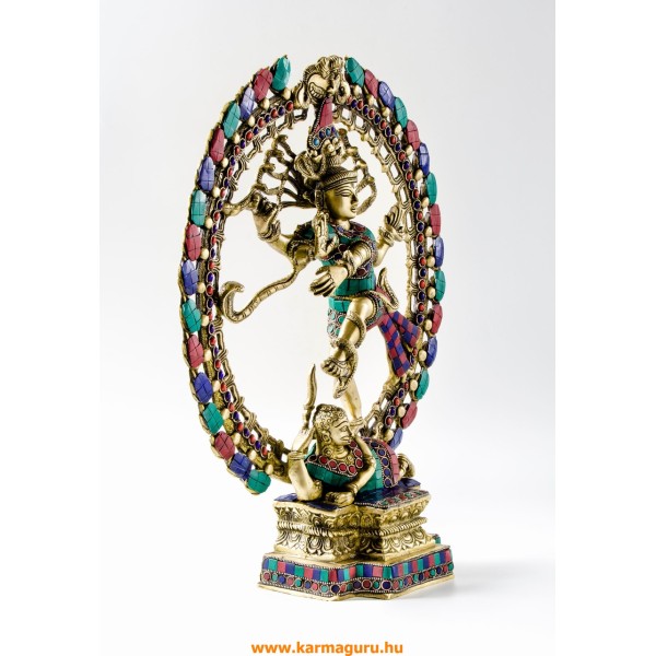 Táncoló Shiva réz szobor, kőberakásos - 42 cm