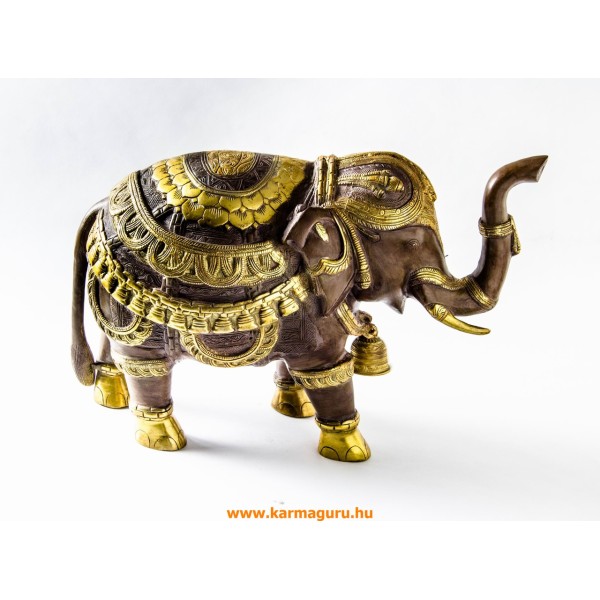 Elefánt réz szobor, kávé-arany- 38 cm - nagy méretű