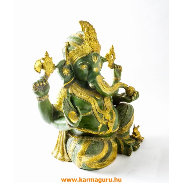 Ganesha réz szobor, arany-zöld- 60 cm