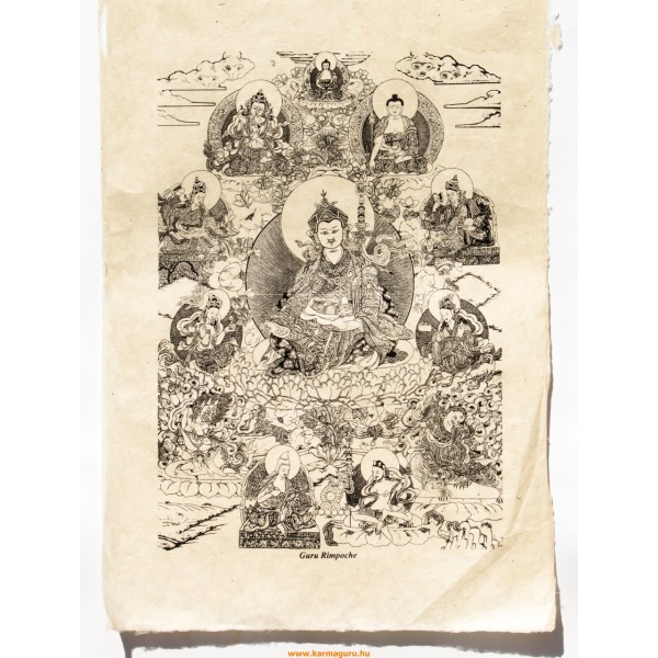 Guru Rinpoche mártott papír (LOKTA) falikép