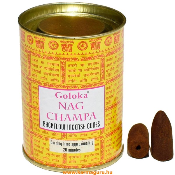 Goloka nag champa, visszaáramló (backflow) kúpfüstölő
