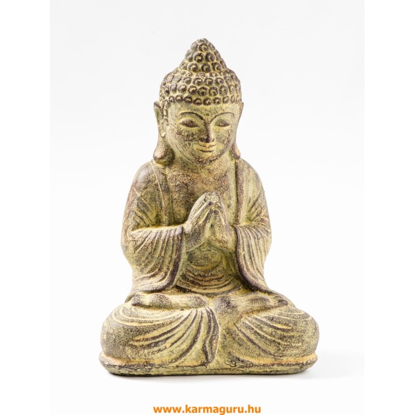 Imádkozó Buddha láva kő szobor - 16 cm