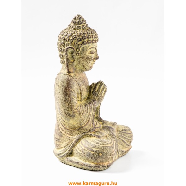 Imádkozó Buddha láva kő szobor - 16 cm