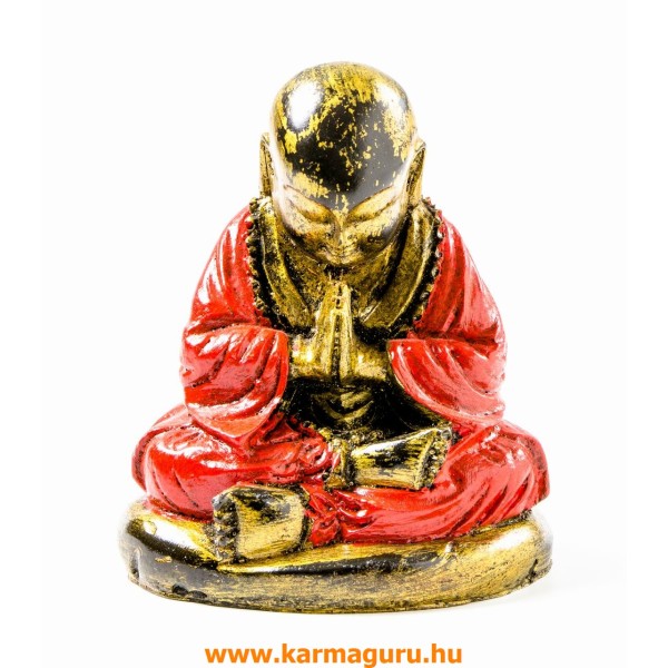Imádkozó szerzetes színes rezin szobor - 10 cm