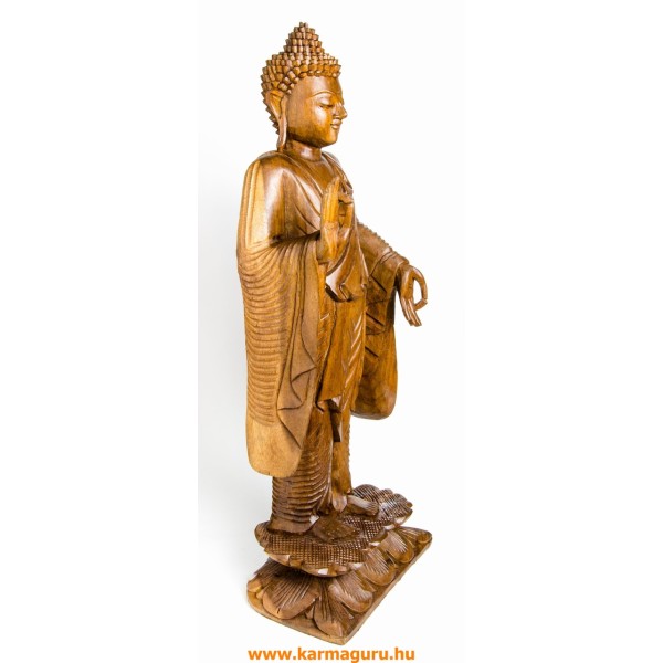 Álló áldó Buddha fa faragott szobor - 85 cm 