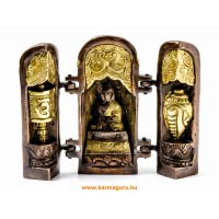 Buddha nyitható oltár réz, bronz-arany