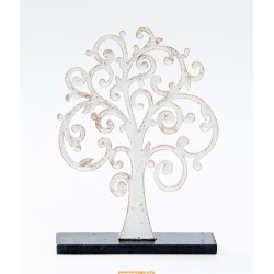 Fa Életfa, talpas asztaldísz - fehér színű - 20 cm