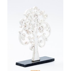 Fa Életfa, talpas asztaldísz - fehér színű - 20 cm
