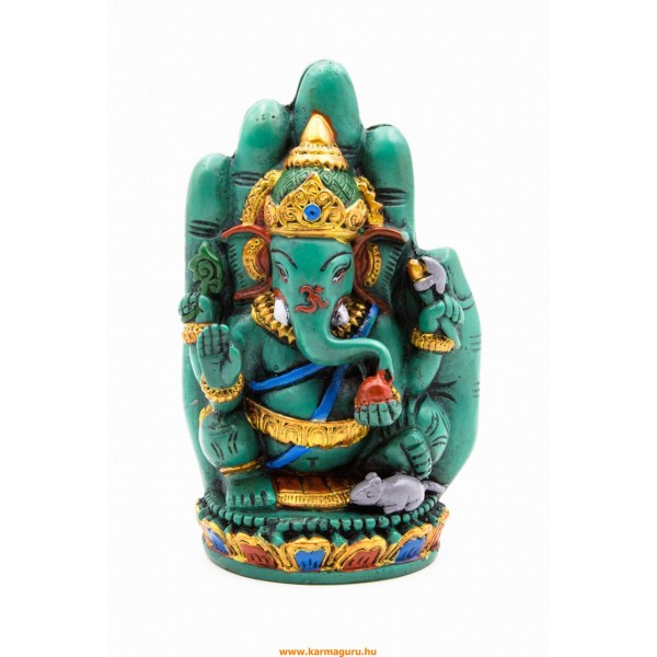 Ganesha kézben kézzel festett rezin szobor - 15 cm