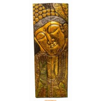 Buddha fejes, 2 részes, fa fali dísz - 52 x 150 cm