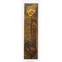 Buddha fejes, arany-bronz színű, fa fali dísz - 24 x 100 cm