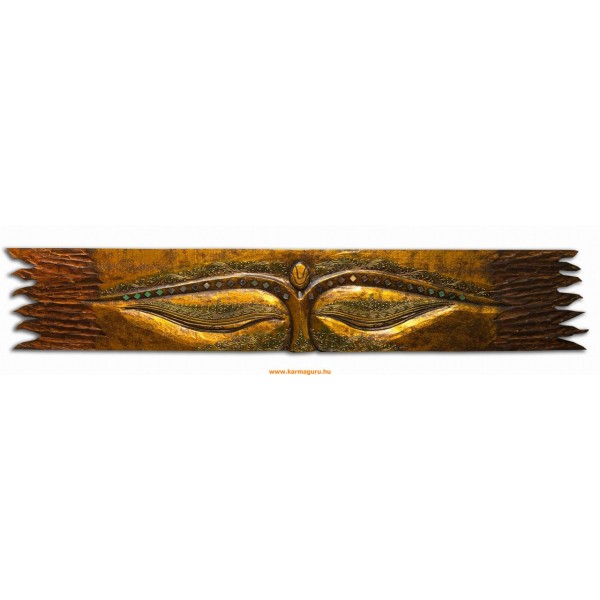 Buddha szeme fa fali dísz, arany - 27 x 150 cm