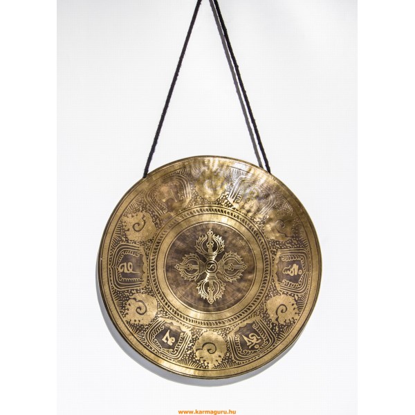 Peremes, 7 fémes gong, mantrás - 36 cm, 1516 gramm
