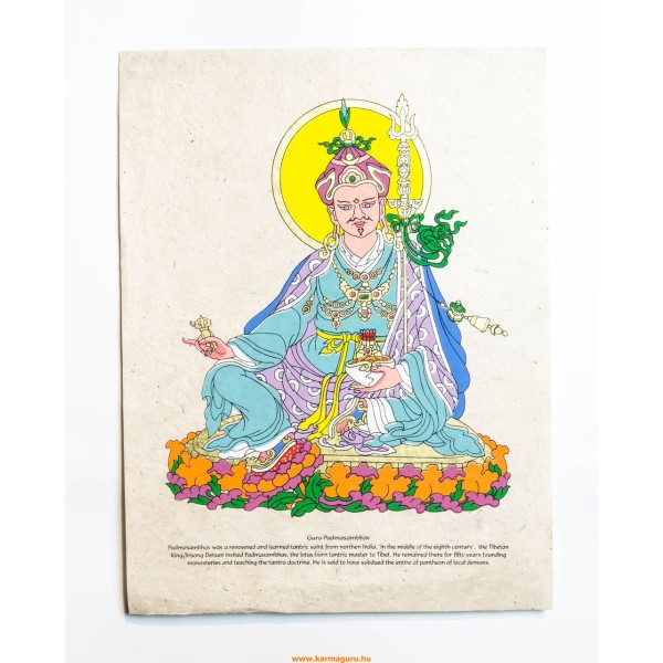 Guru Rinpoche színes mártott papír (LOKTA) falikép