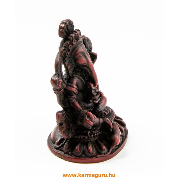 Ganesha, vörös színű rezin szobor - 8 cm