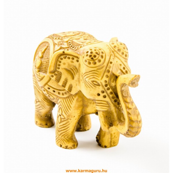Elefánt, dombor mintás csont színű rezin szobor különböző mintákkal