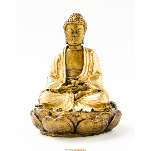 Amitabha Buddha lótuszon színes rezin szobor - 14 cm