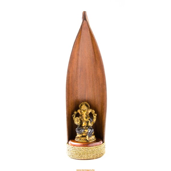 Ganesha színes rezin szobor pálmalevéllel