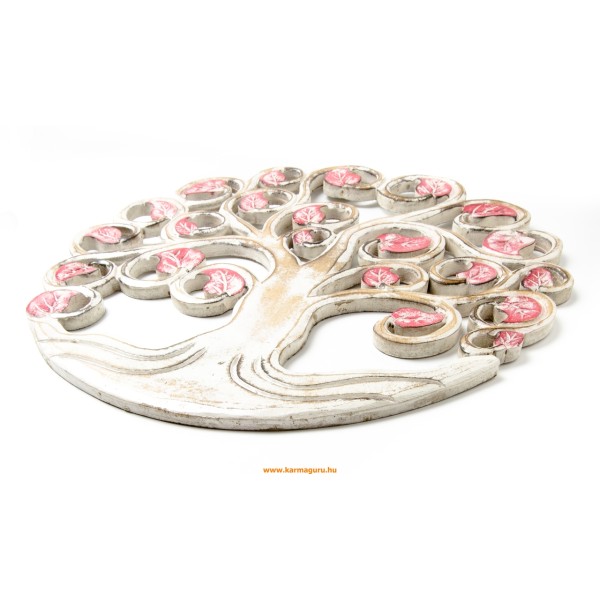 Fa fali függő Életfával- fehér-rózsaszin - 40 cm