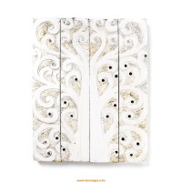 4 részes, életfás, fehér színű, fa fali dísz - 30 x 39 cm