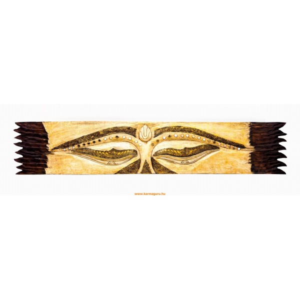 Buddha szeme fa fali dísz, fehér-arany - 30 x 150 cm