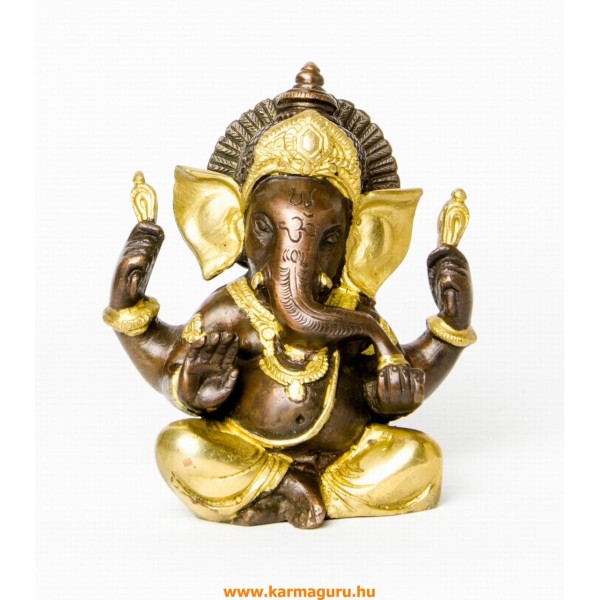 Ganesha réz szobor, arany-bronz - 14 cm