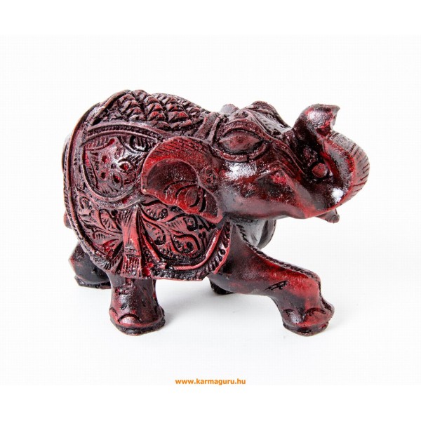 Elefánt gyanta szobor - vörös színű, 9 cm
