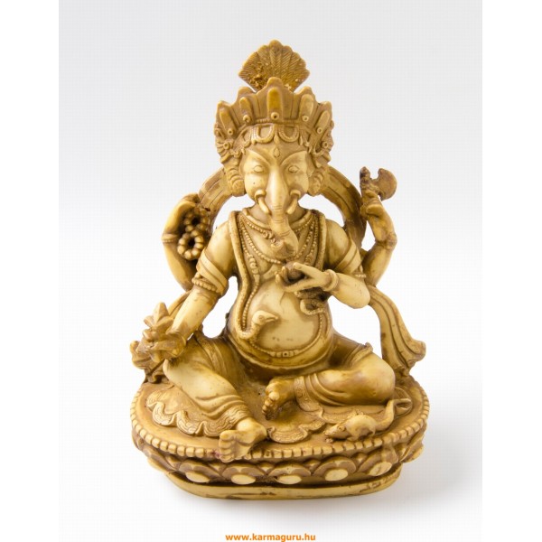 Ganesha, csont színű rezin szobor - 20,5 cm