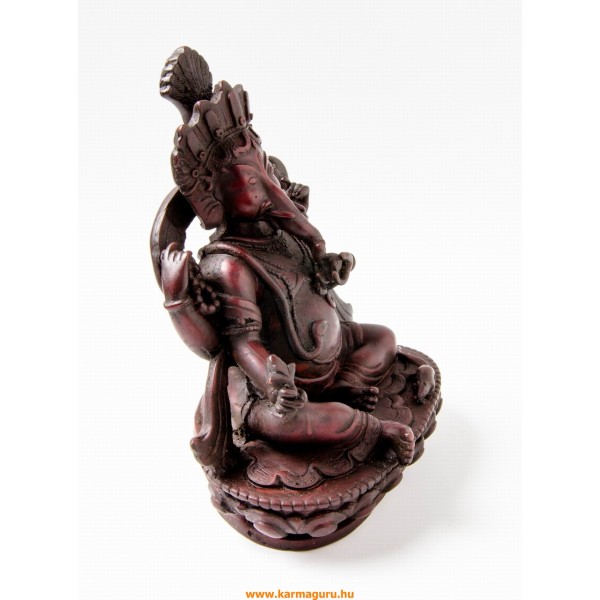 Ganesha, vörös színű rezin szobor - 20,5 cm