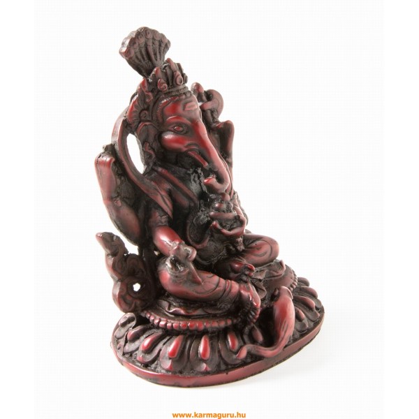 Ganesha, vörös színű rezin szobor - 12,5 cm