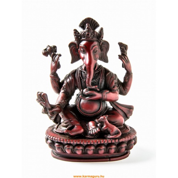 Ganesha, vörös színű rezin szobor - 16 cm